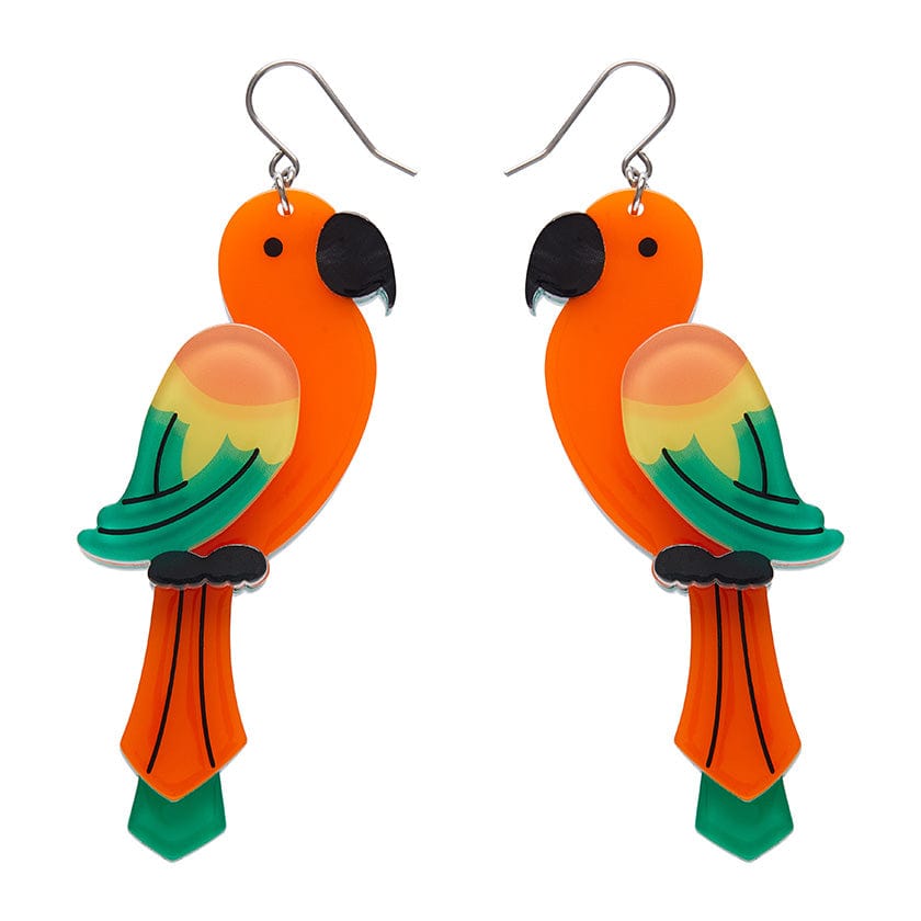 Pancha’s Parrots Drop Earrings (IMPERFECT)  -  Erstwilder  -  Quirky Resin and Enamel Accessories