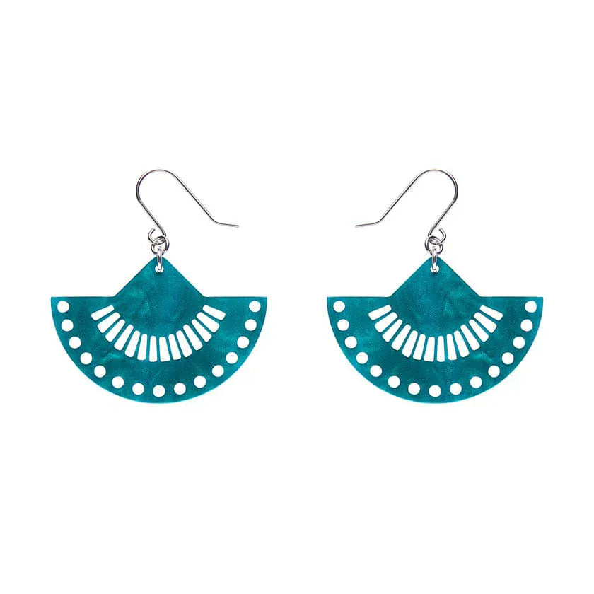 Boho Fan Essential Drop Earrings - Green  -  Erstwilder Essentials  -  Quirky Resin and Enamel Accessories