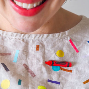 Crayon Simplified Mini Brooch - Red  -  Erstwilder Simplified  -  Quirky Resin and Enamel Accessories