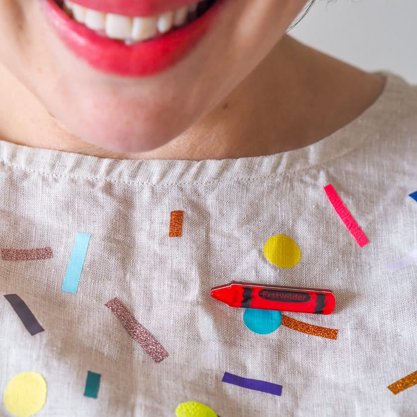 Crayon Simplified Mini Brooch - Red  -  Erstwilder Simplified  -  Quirky Resin and Enamel Accessories