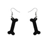 Bones Glitter Resin Drop Earrings - Black  -  Erstwilder Essentials  -  Quirky Resin and Enamel Accessories