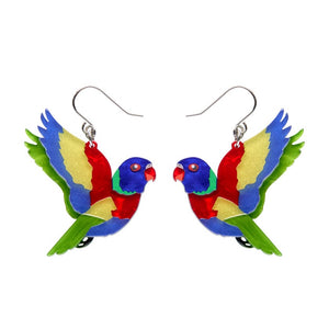 Lulu the Lorikeet Drop Earrings  -  Erstwilder  -  Quirky Resin and Enamel Accessories