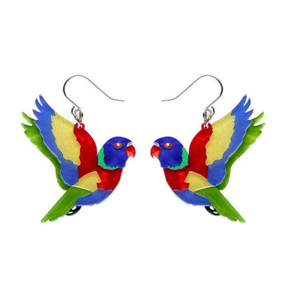 Lulu the Lorikeet Drop Earrings  -  Erstwilder  -  Quirky Resin and Enamel Accessories