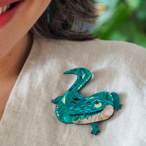 The Ancient Alligator Brooch  -  Erstwilder  -  Quirky Resin and Enamel Accessories