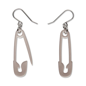 Safety Pin Drop Earrings - Silver  -  Erstwilder Essentials  -  Quirky Resin and Enamel Accessories