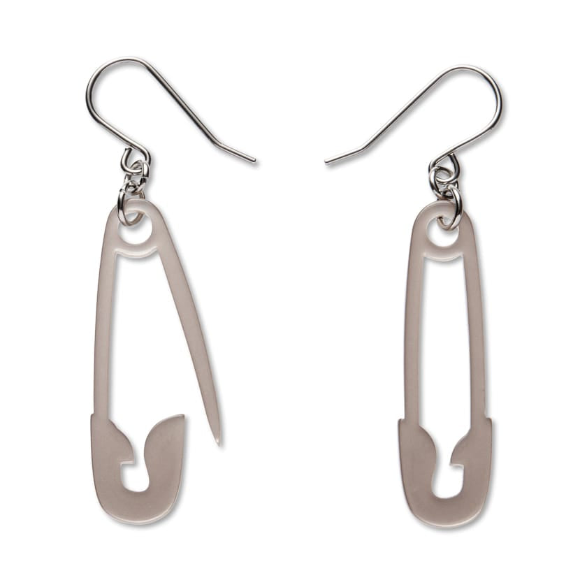 Safety Pin Drop Earrings - Silver  -  Erstwilder Essentials  -  Quirky Resin and Enamel Accessories