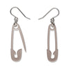 Safety Pin Drop Earrings - Silver