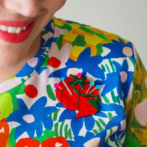 Classic Pin Cushion Brooch  -  Erstwilder  -  Quirky Resin and Enamel Accessories