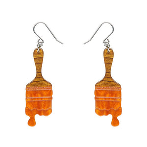 Paint Brush Ripple Drop Earrings - Orange  -  Erstwilder Essentials  -  Quirky Resin and Enamel Accessories