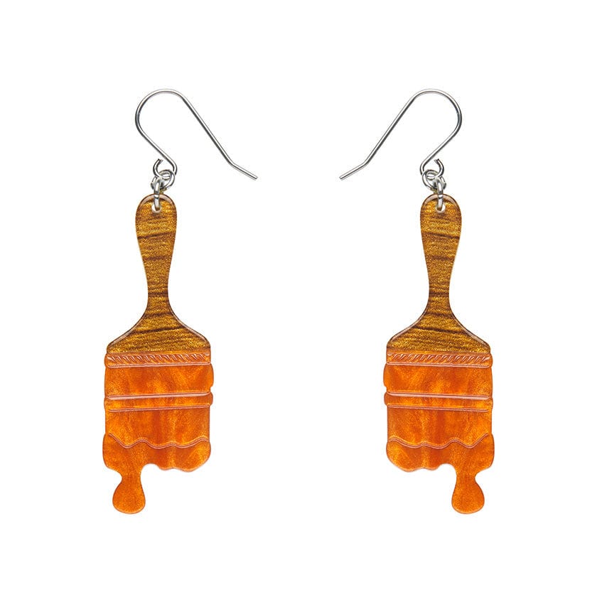 Paint Brush Ripple Drop Earrings - Orange  -  Erstwilder Essentials  -  Quirky Resin and Enamel Accessories