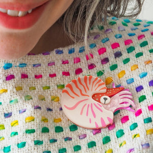 Chambered Nautilus Brooch  -  Erstwilder  -  Quirky Resin and Enamel Accessories
