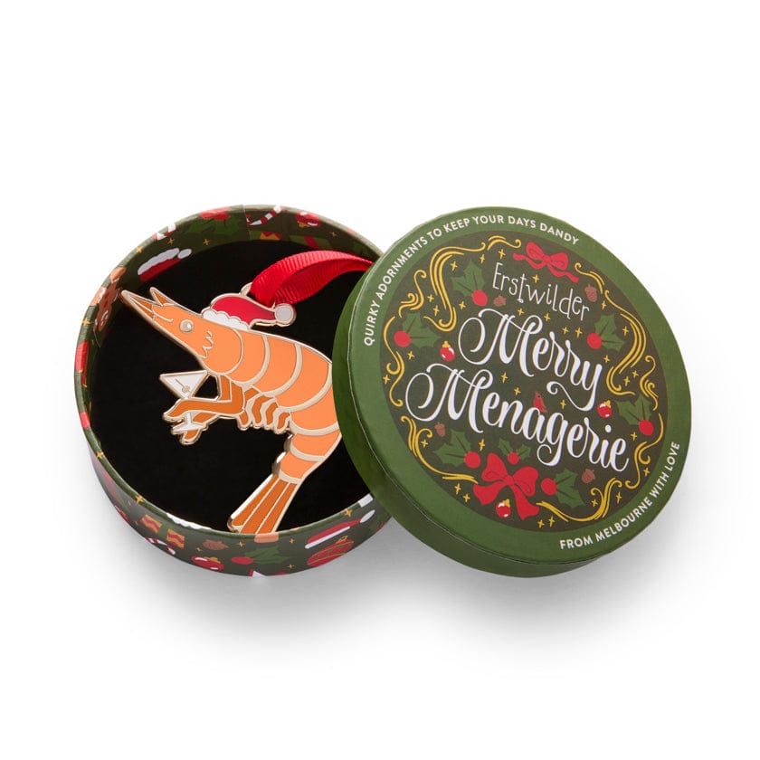 Pascal the Prawn Enamel Ornament  -  Erstwilder  -  Quirky Resin and Enamel Accessories