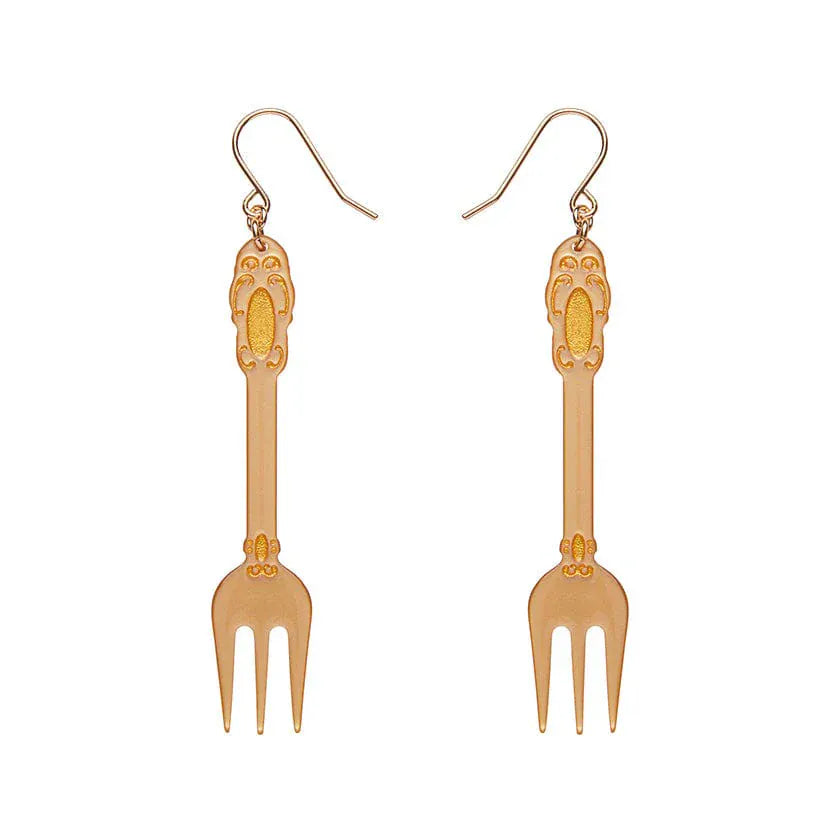 Fork, Please! Drop Earrings - Gold  -  Erstwilder Essentials  -  Quirky Resin and Enamel Accessories