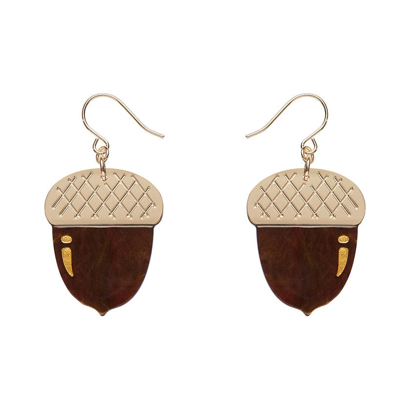 Acorn Drop Earrings - Brown  -  Erstwilder Essentials  -  Quirky Resin and Enamel Accessories