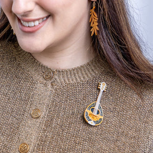 Play Bouzouki Brooch  -  Erstwilder  -  Quirky Resin and Enamel Accessories