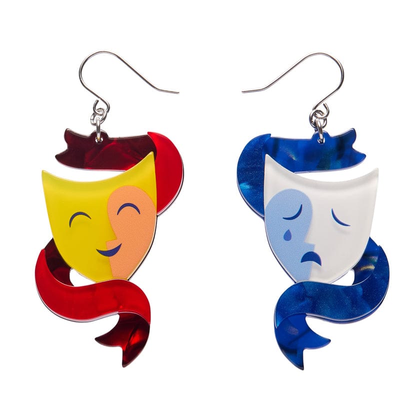 Comedy & Tragedy Drop Earrings  -  Erstwilder  -  Quirky Resin and Enamel Accessories
