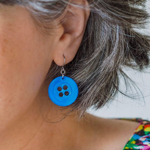 Button Drop Earrings - Blue  -  Erstwilder Essentials  -  Quirky Resin and Enamel Accessories