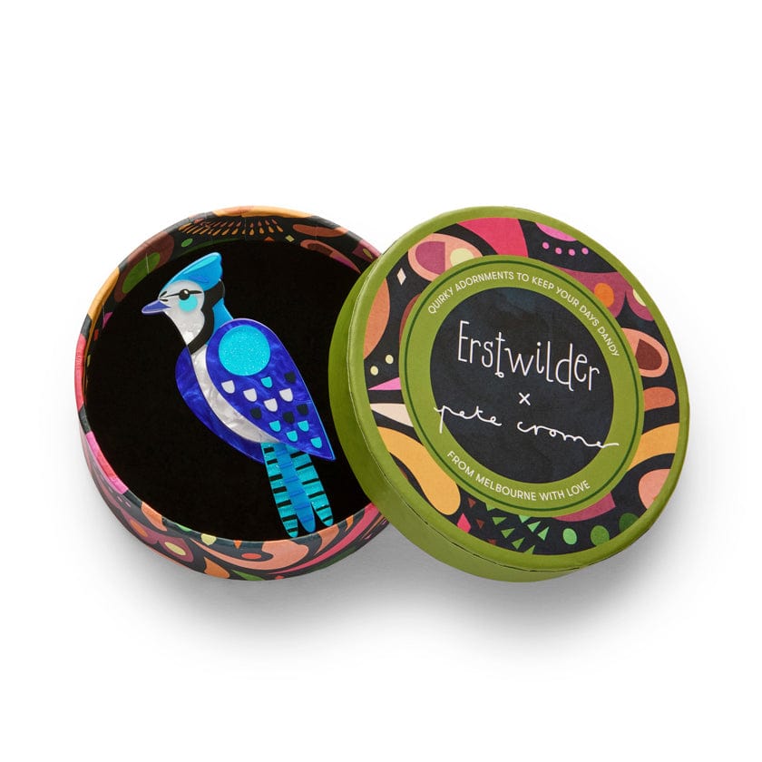 The Boisterous Blue Jay Brooch  -  Erstwilder  -  Quirky Resin and Enamel Accessories