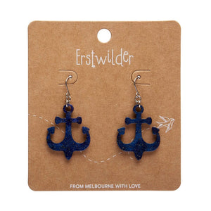 Ship Anchor Drop Earrings - Navy  -  Erstwilder Essentials  -  Quirky Resin and Enamel Accessories