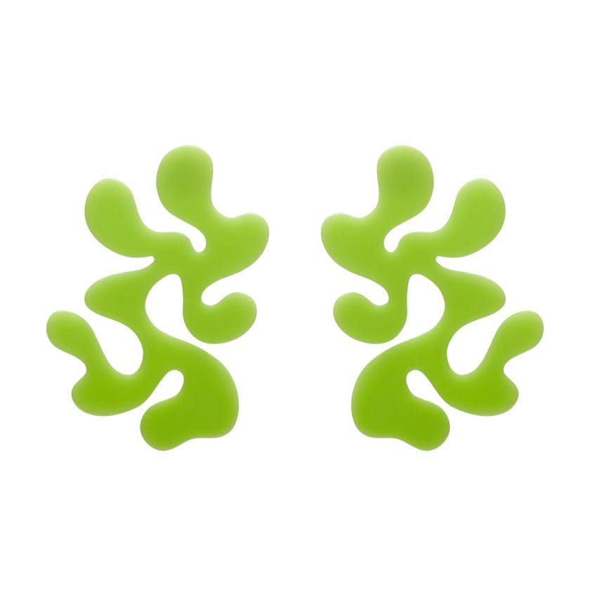 Statement Coral Stud Earrings - Green  -  Erstwilder Essentials  -  Quirky Resin and Enamel Accessories