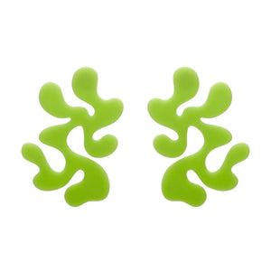 Statement Coral Stud Earrings - Green  -  Erstwilder Essentials  -  Quirky Resin and Enamel Accessories