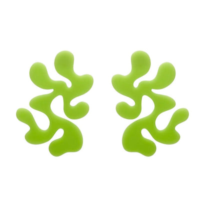 Statement Coral Stud Earrings - Green  -  Erstwilder Essentials  -  Quirky Resin and Enamel Accessories