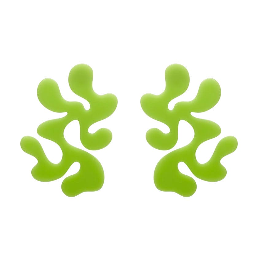 Statement Coral Stud Earrings - Green  -  Erstwilder Essentials  -  Quirky Resin and Enamel Accessories