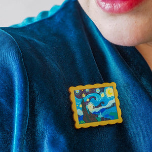 Van Gogh Simplified Mini Brooch  -  Erstwilder Simplified  -  Quirky Resin and Enamel Accessories