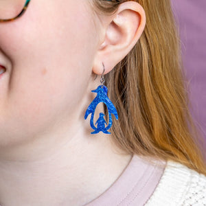 Double Penguin Drop Earrings - Blue  -  Erstwilder Essentials  -  Quirky Resin and Enamel Accessories