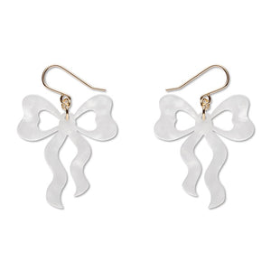 Bows Drop Earrings – White  -  Erstwilder Essentials  -  Quirky Resin and Enamel Accessories