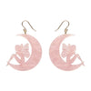 Fairy Moon Drop Earrings - Pink  -  Erstwilder Essentials  -  Quirky Resin and Enamel Accessories