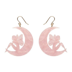 Fairy Moon Drop Earrings - Pink  -  Erstwilder Essentials  -  Quirky Resin and Enamel Accessories