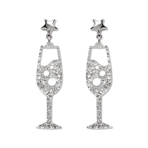 Champagne Bubbles Drop Earrings – Silver  -  Erstwilder Essentials  -  Quirky Resin and Enamel Accessories