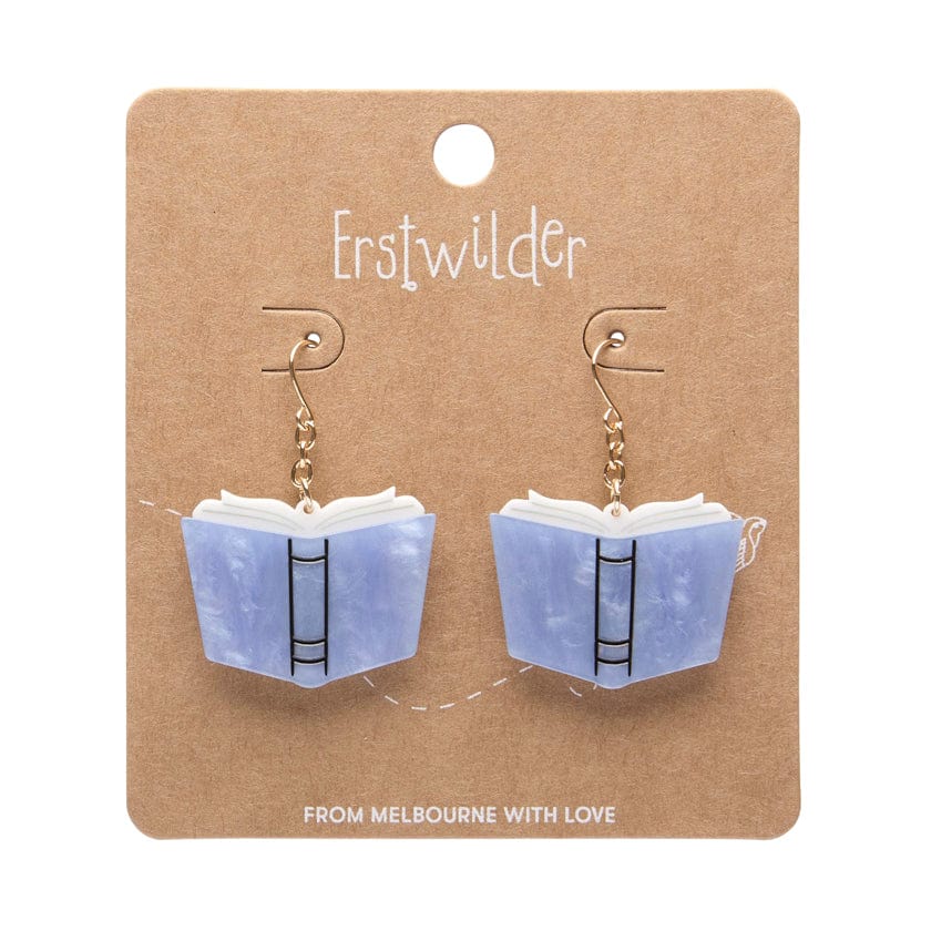 Story Book Drop Earrings - Blue  -  Erstwilder Essentials  -  Quirky Resin and Enamel Accessories