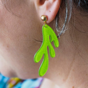 Reef Coral Drop Earrings - Green  -  Erstwilder Essentials  -  Quirky Resin and Enamel Accessories