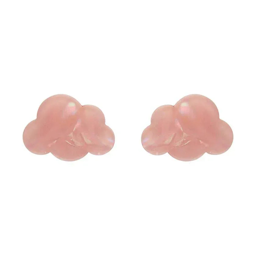 Cloud Solid Glitter Resin Stud Earrings - Pink  -  Erstwilder Essentials  -  Quirky Resin and Enamel Accessories
