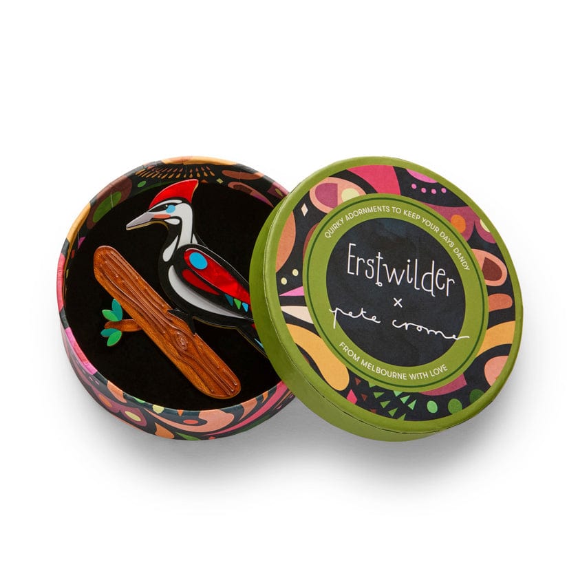 The Persistent Pileated Woodpecker Brooch (IMPERFECT)  -  Erstwilder  -  Quirky Resin and Enamel Accessories
