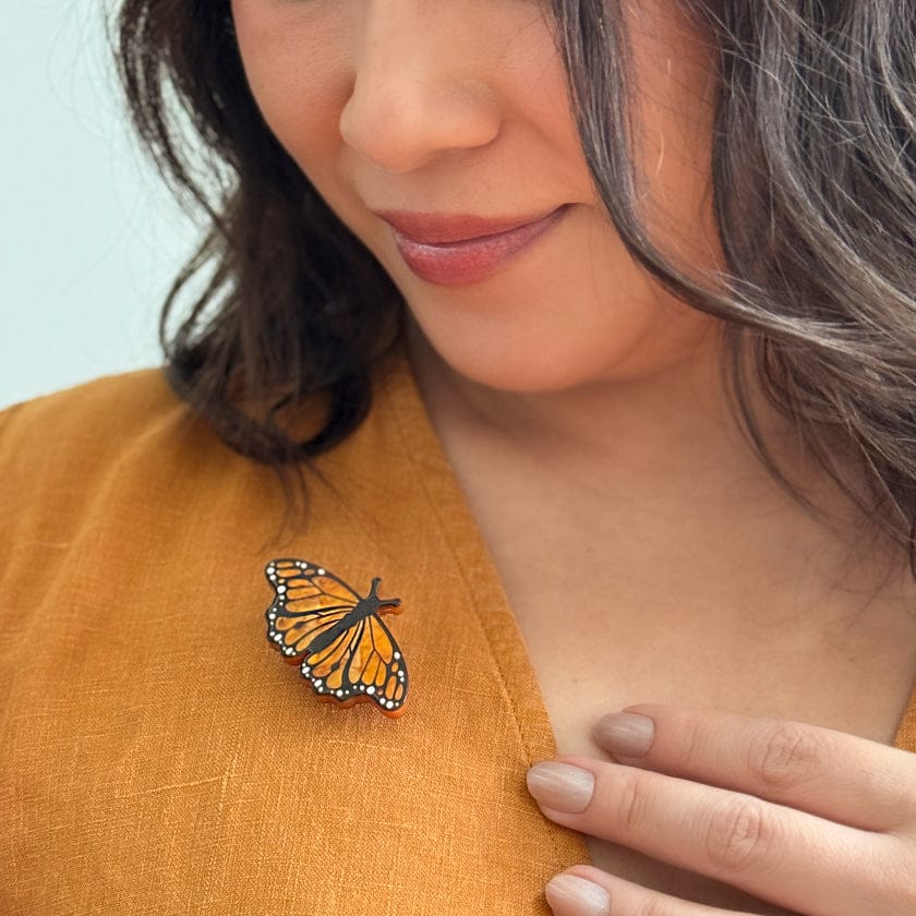 Monarch Butterfly Simplified Mini Brooch  -  Erstwilder Simplified  -  Quirky Resin and Enamel Accessories