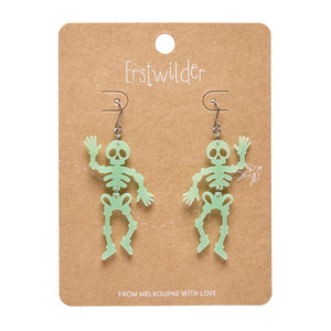 Dancing Skeletons Drop Earrings - Glow in the Dark  -  Erstwilder Essentials  -  Quirky Resin and Enamel Accessories