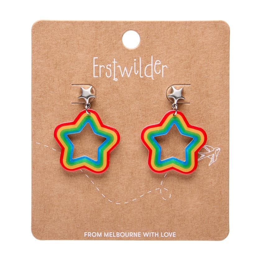 Star Rainbow Stud Drop Earrings  -  Erstwilder Essentials  -  Quirky Resin and Enamel Accessories