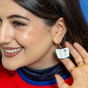 Story Book Drop Earrings - Green  -  Erstwilder Essentials  -  Quirky Resin and Enamel Accessories