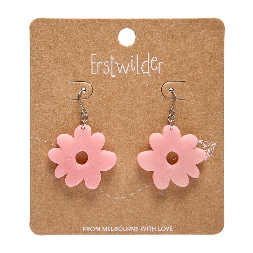 Flower Drop Earrings – Pink  -  Erstwilder Essentials  -  Quirky Resin and Enamel Accessories