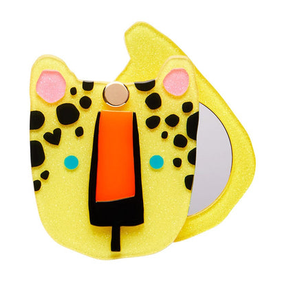 Leo The Leopard Mirror Compact  -  Erstwilder  -  Quirky Resin and Enamel Accessories