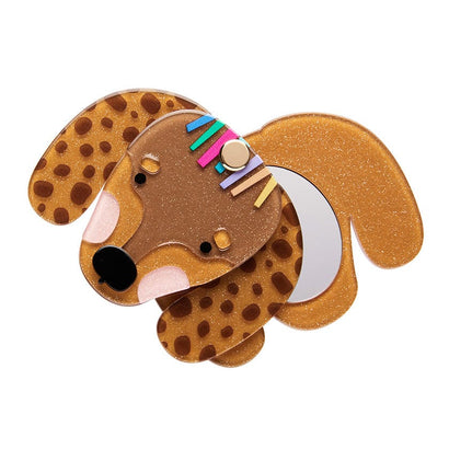 Darcy The Dachshund Mirror Compact  -  Erstwilder  -  Quirky Resin and Enamel Accessories
