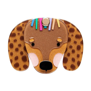 Darcy The Dachshund Mirror Compact  -  Erstwilder  -  Quirky Resin and Enamel Accessories