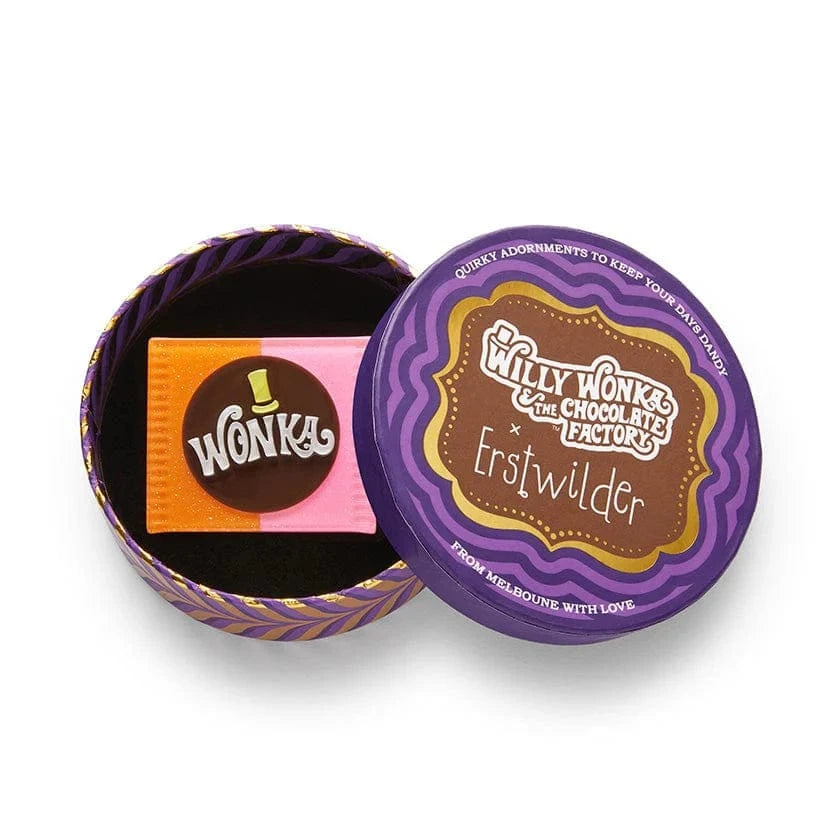 Willy Wonka Bar Brooch (IMPERFECT)  -  Erstwilder  -  Quirky Resin and Enamel Accessories