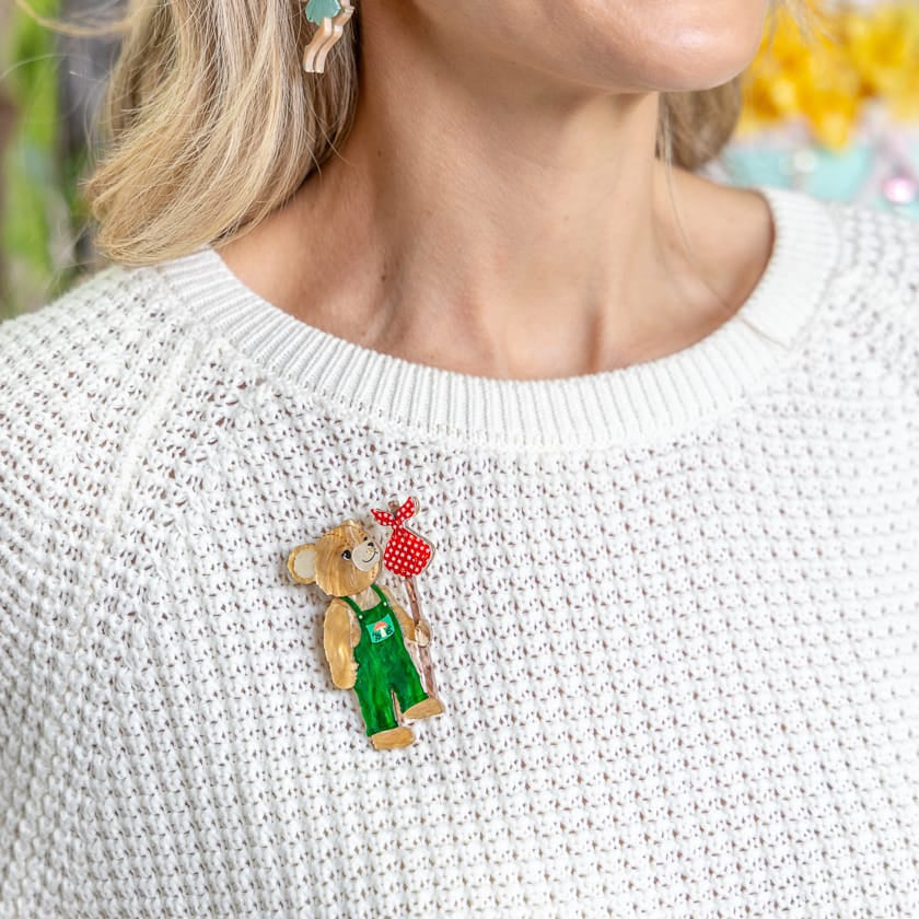 Bear's Adventures Brooch  -  Erstwilder  -  Quirky Resin and Enamel Accessories