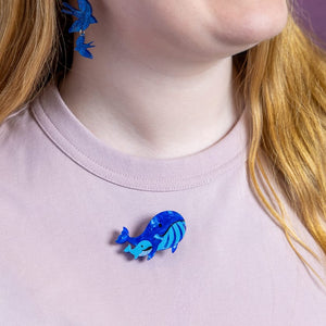 Whales Simplified Mini Brooch  -  Erstwilder Simplified  -  Quirky Resin and Enamel Accessories