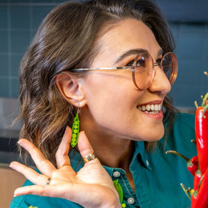 Peas Please Drop Earrings  -  Erstwilder  -  Quirky Resin and Enamel Accessories