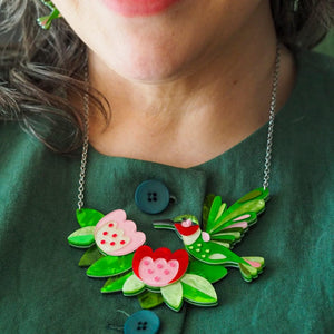 The Riveting Ruby-Throated Hummingbird Necklace  -  Erstwilder  -  Quirky Resin and Enamel Accessories